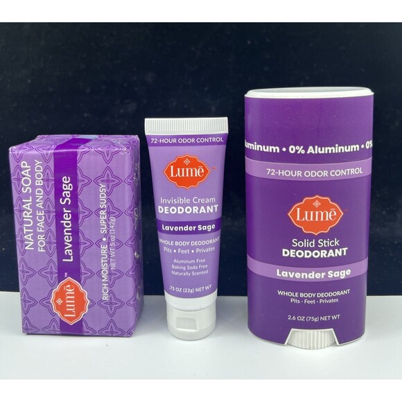 LAVENDER SAGE Bundle Full Solid Deodorant Mini Cream Deodorant Tube 5oz Bar Soap - Picture 2 of 3